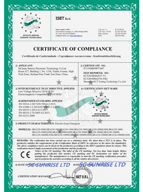 Sunrise Villanypásztor 5J